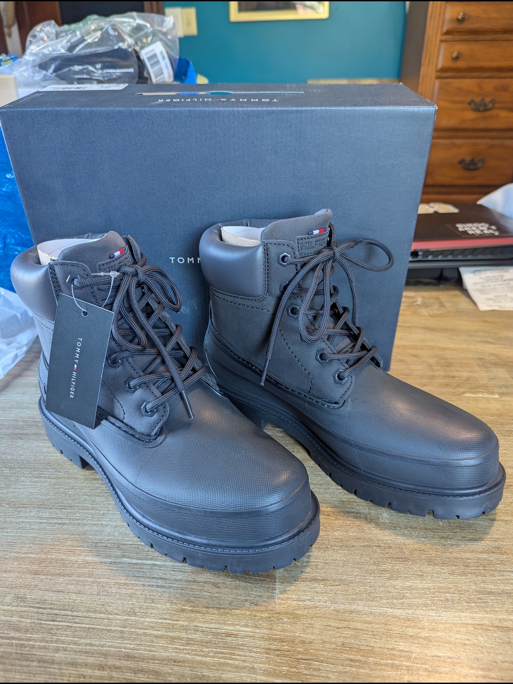 Tommy Hilfiger Ruslan Dark Blue Lace-Up Combat Boots